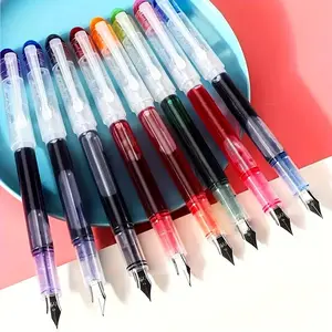 8-color Straight Liquid Fountain Pen, 8 Counts/set No Ink Bag Change Required Large Capacity Quick-drying Colors Pen, Ideal for Office and Student Use Writing Pen
