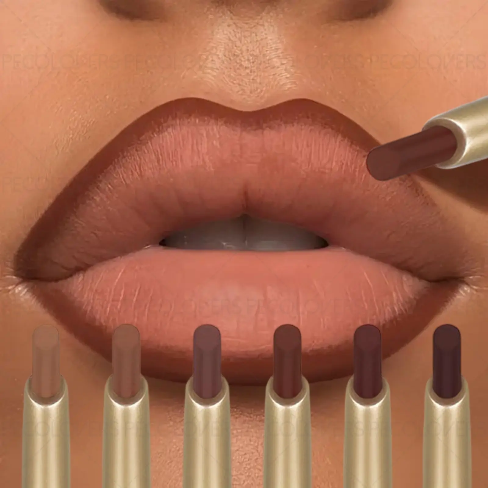 6pcs/set 2-in-1 Brown Matte Lip Liner Pencil, Makeup Lipliner, Precise Application, Three-dimensional Lip Contour, Multi-functional, Moisturizing and Non-drying, Perfect Holiday Gift for Girls