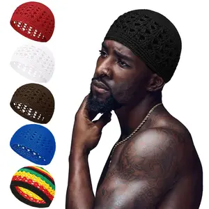 Stretchy Breathable Knit Kufi Hats kufi hat Crochet Beanie Hat Brimless Beanie Hat Muslim Men's Hat Knitted Elastic Crochet Hat Autumn And Winter Warm Hat