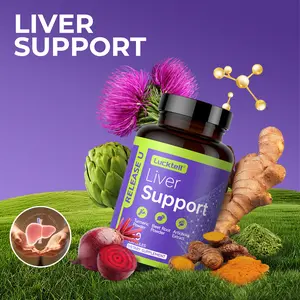 LUCKTELL Liver Support Capsules - Liver Detox, 60 Count, Turmeric & Milk Thistle Powder, Beetroot, Artichoke Extract, Ginger, Vegan, Gluten-Free, Soy-Free, Dairy-Free