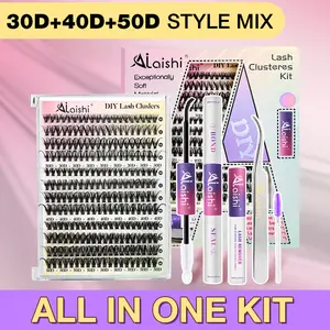 Ailaishi 30D+40D Lash Kit - Invisible Tape DlYExtension Set with Glue, Sealer & Remover, Waterproof &Beginner-Friendly Makeup Eyelash Eyelashes Eyelash FalsiesCosmetic lash clusters kit