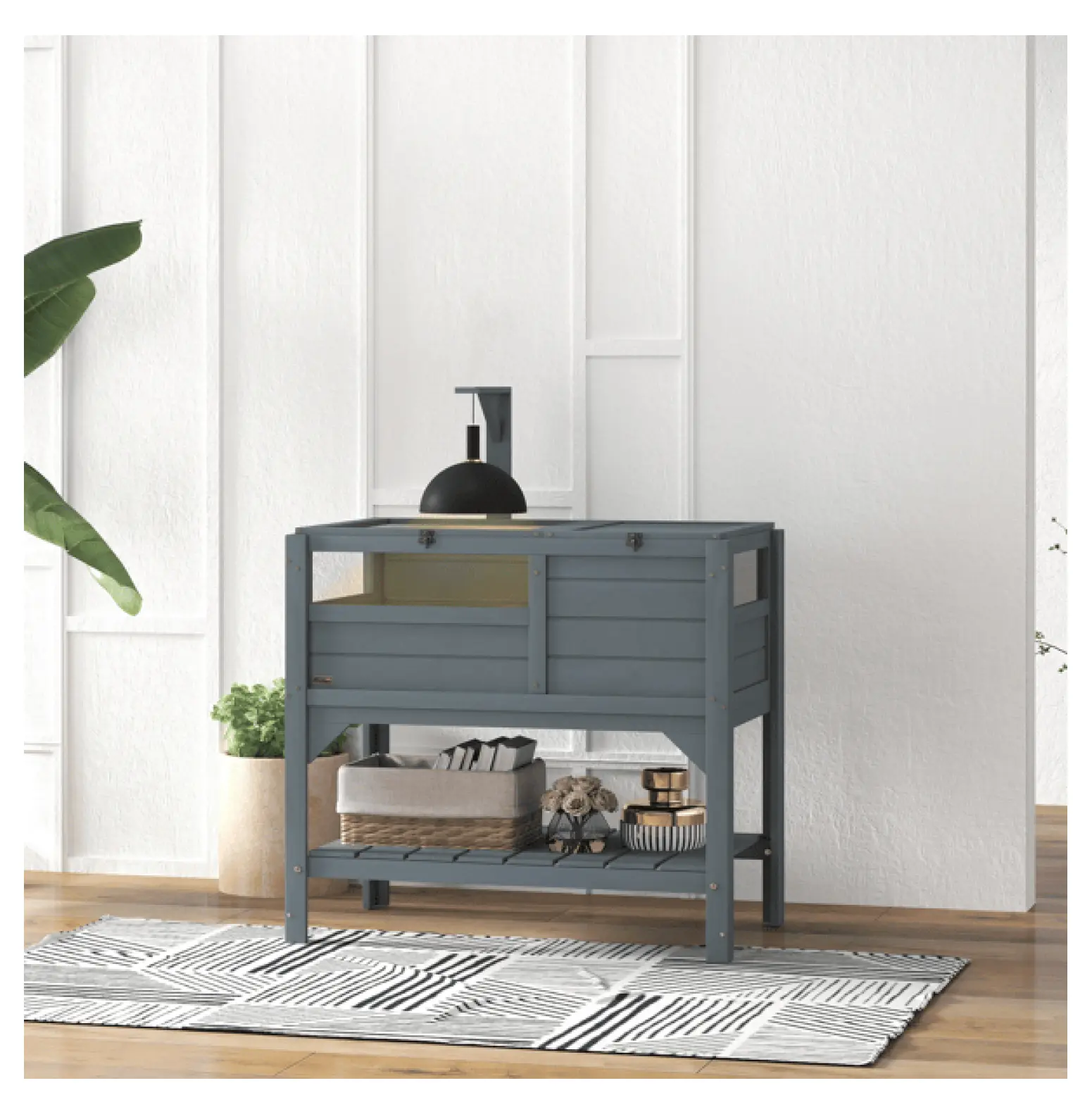 Turtle Cage Tortoise House, 33" Reptile Habitat with Shelf, Basking Area & Hide Box, Lockable Space-Saving Terrarium default title