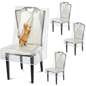 Dining Chair Covers,  Kitchen Chair Protectors,Clear Plastic Seat Chair Protector,Keep Your Chair Away from Water Dust Stain and Pet Claws W/21 x D/18(Fits 16-23",4 Pack)