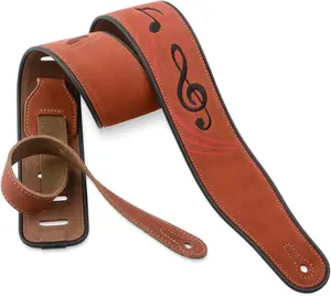 Leather Guitar Strap, 2.8 Inches Width Suede Guitar Strap for Bass, Electric guitar and Acoustic Guitar (Brown Note)
