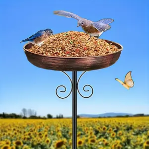 Rustic Cast Iron Bird Bath Tub, Outdoor Weather-Resistant Feeder, Attracts Finches & Small Birds, Garden Yard Decoration, Bird Supplies