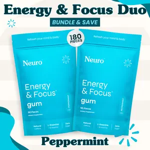 Energy & Focus Duo - Caffeine Gum - Peppermint (2-Bulk Pouches)