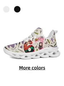 Minimalist & Fresh - Unisex Cartoon Japanese Style Wisteria & Number 67 Print Casual Sneakers - Skin-Friendly & Breathable, Non-Slip & Wear-Resistant, Versatile for Daily Outings, Campus Wear & Light Sports