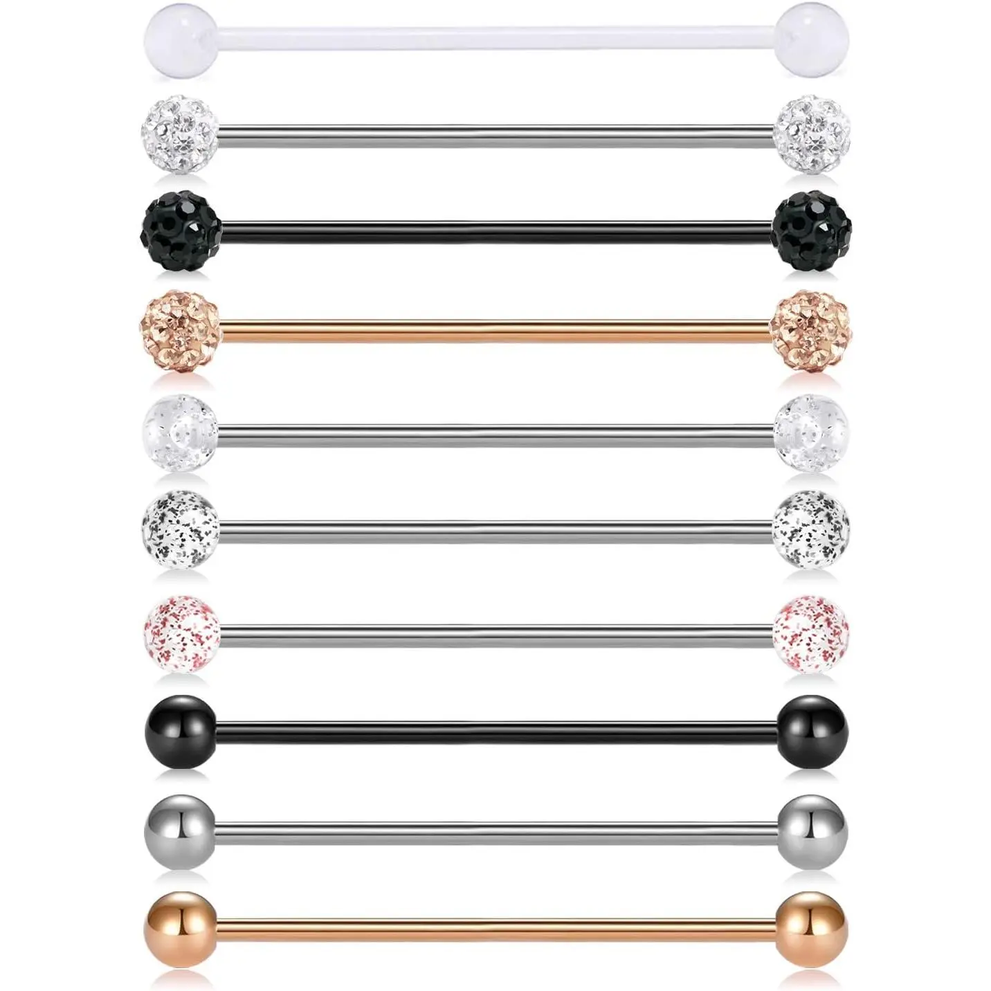 10pcs 14G Stainless Steel Industrial Barbell Earring Cartilage Body Piercing Jewelry 32mm 35mm 38mm Industrial Piercing Bar