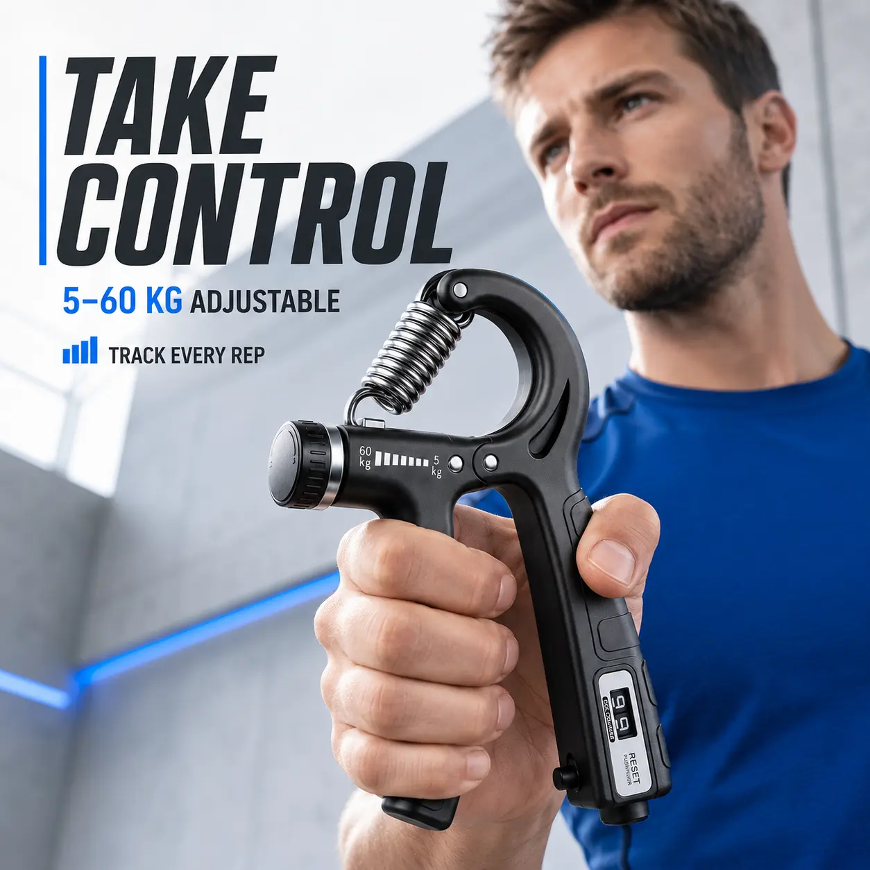 2026 Adjustable Hand Grip Strengthener with Mechanical Counter, 5–60KG Resistance Forearm Exerciser, Portable Grip Trainer for Home, Gym and Sports Training