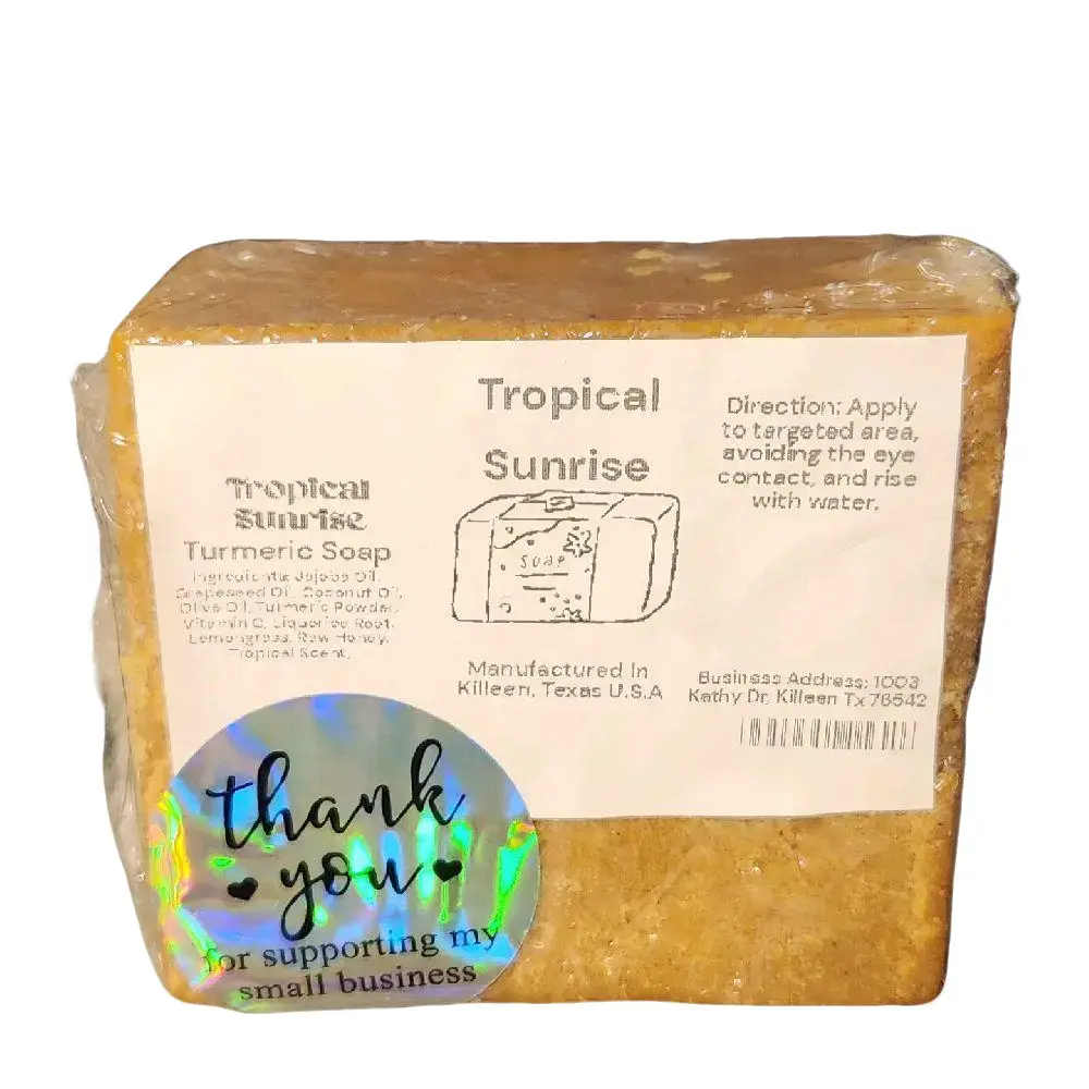 Tropical Sunrise Turmeric Soap - Handcrafted with Natural Ingredients for Gentle Cleansing & Skin Nourishment - Made in Killeen, Texas, USA