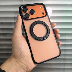 360 Degree Rotating Stand MagSafe Magnetic Ring TPU Material Solid Tough Protection Matt Finish Clean Luxury Case for iPhone 13 14 15 16 17 Pro Max