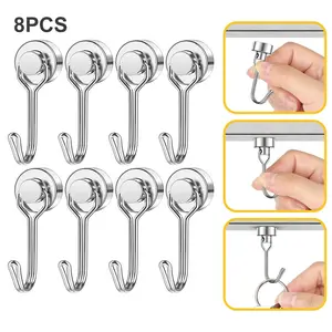 Magnetic Hooks, 30lbs Magnet Hook Cruise Cabin Ship Essentials Heavy Duty Strong Magnets Refrigerator Fridge Hanging for Classroom Beach Vacation Kitchen Grills Home 8 Pack