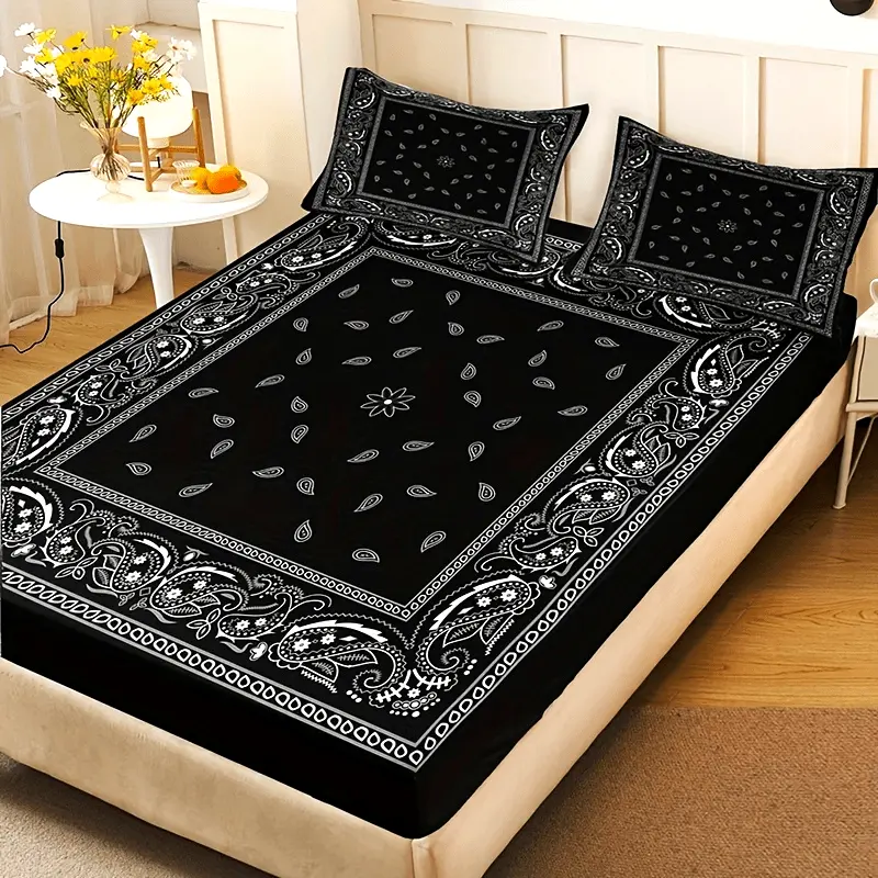 3-Piece Set Fashion Paisley Bohemian Style Home HD Digital Printing Bedding Suit, Bedding Sets, 3-Piece Bedding Sets Collections