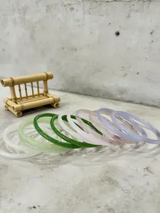 Chinese Style Dingang Jade Bracelet Set with Gift Box, 2 Piece Jewelry, Perfect for Blessing and Memorial Collection, Size 62mm