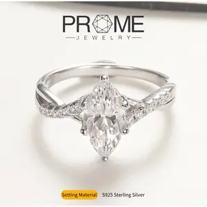 S925 Sterling Silver Marquise Wedding Ring Noble and Elegant, Sparkling and Charming, Ideal Gift for Women
