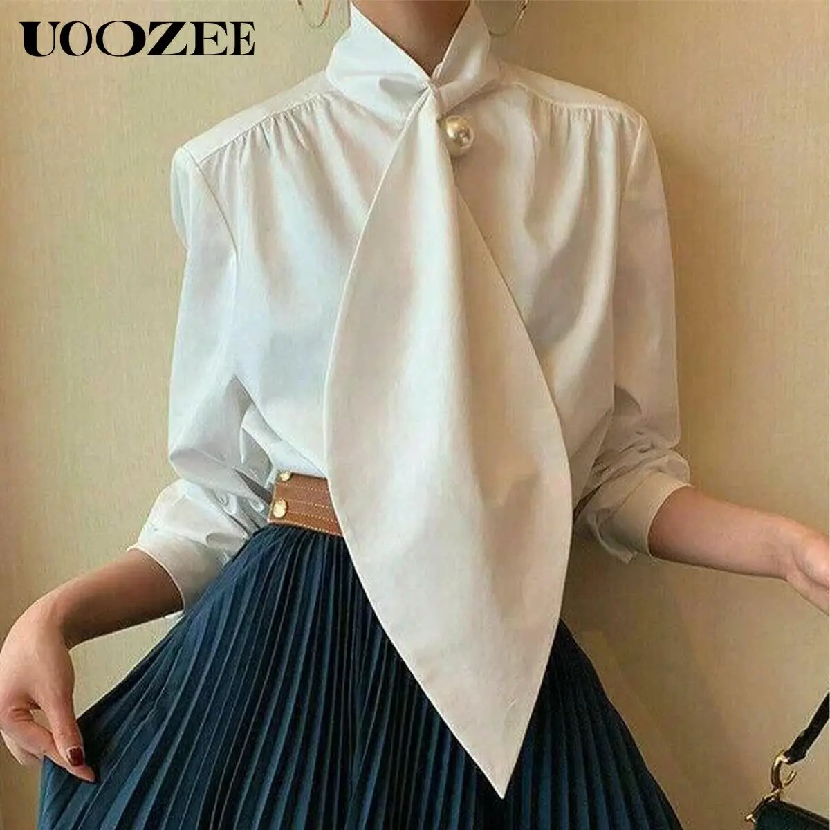 UOOZEE Women's Minimalist High Neck Blouse, Fitted Breathable Long Sleeve Wardrobe Staple for Comfy Casual Wear, Jeans, Everyday, Fashion Apparel, Shirts For Women, Minimalist Style, Style Inspo, Going Out, Dress Casual, Tops, Ready To Wear, Basic, Wardro