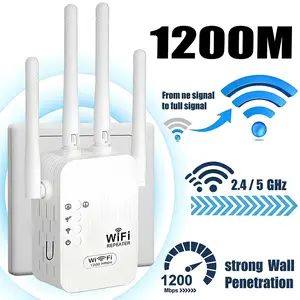WiFi Extender Signal Booster for Home & Outdoor Covers Up to 6000 Sq. ft 35 Devices Internet Booster Quick Setup with Ethernet Port & Access Point 1200M 2.4/5 GHz