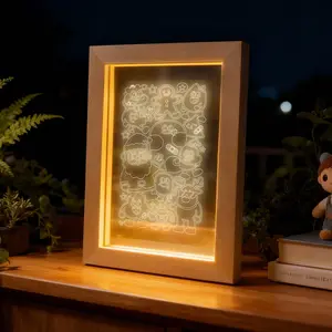 LIVEKEY DIY Photo Frame Creative Santa Claus Light Painting Night Light Desktop Ambient Light Decorative Bedside Lamp
