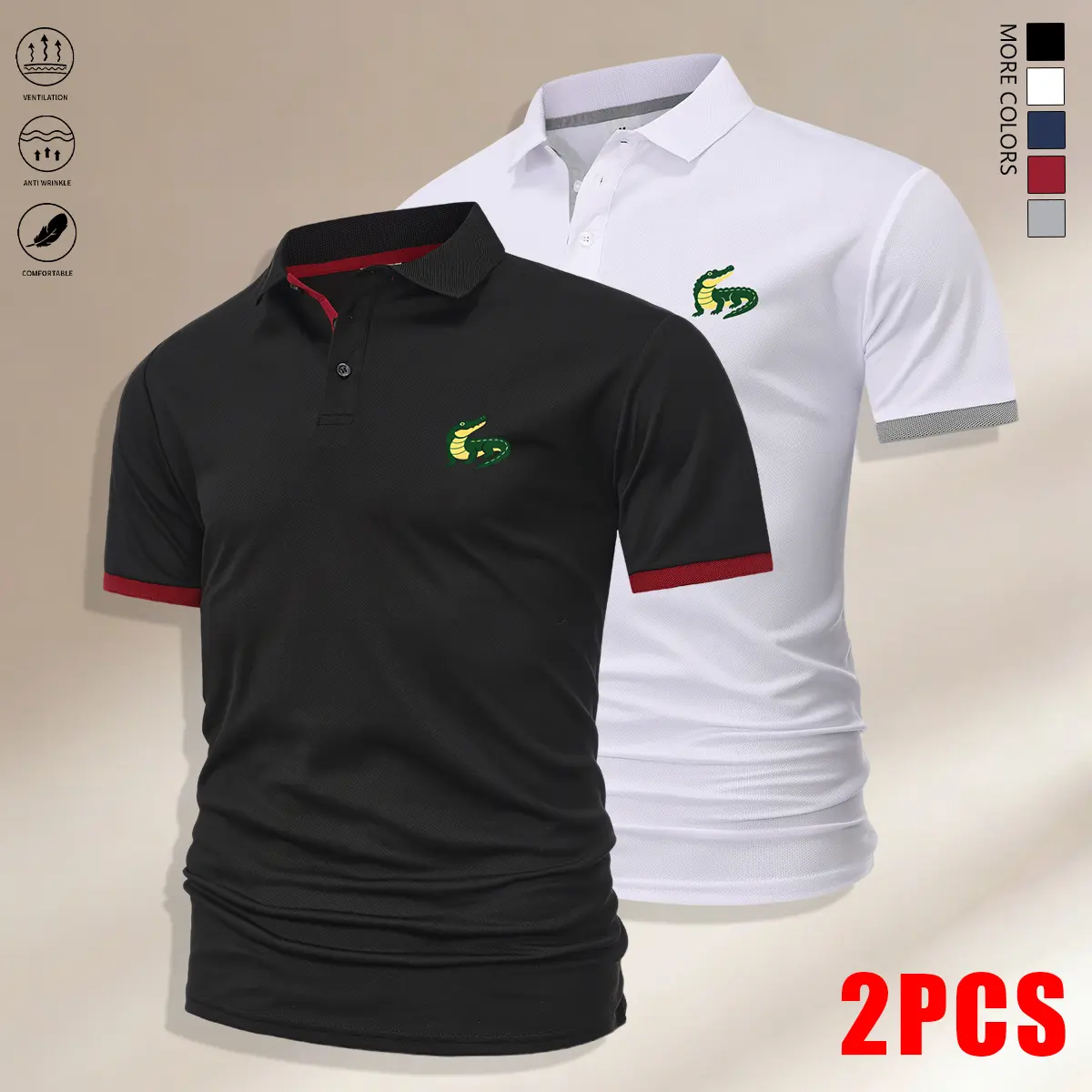 Set of 2: men’s polo shirt and men’s short-sleeve T-shirt. Comfortable and breathable, casual style. Suitable for formal occasions, home leisure, and everyday wear. Men’s summer polo shirt; men’s tops | summer clothing, menswear.