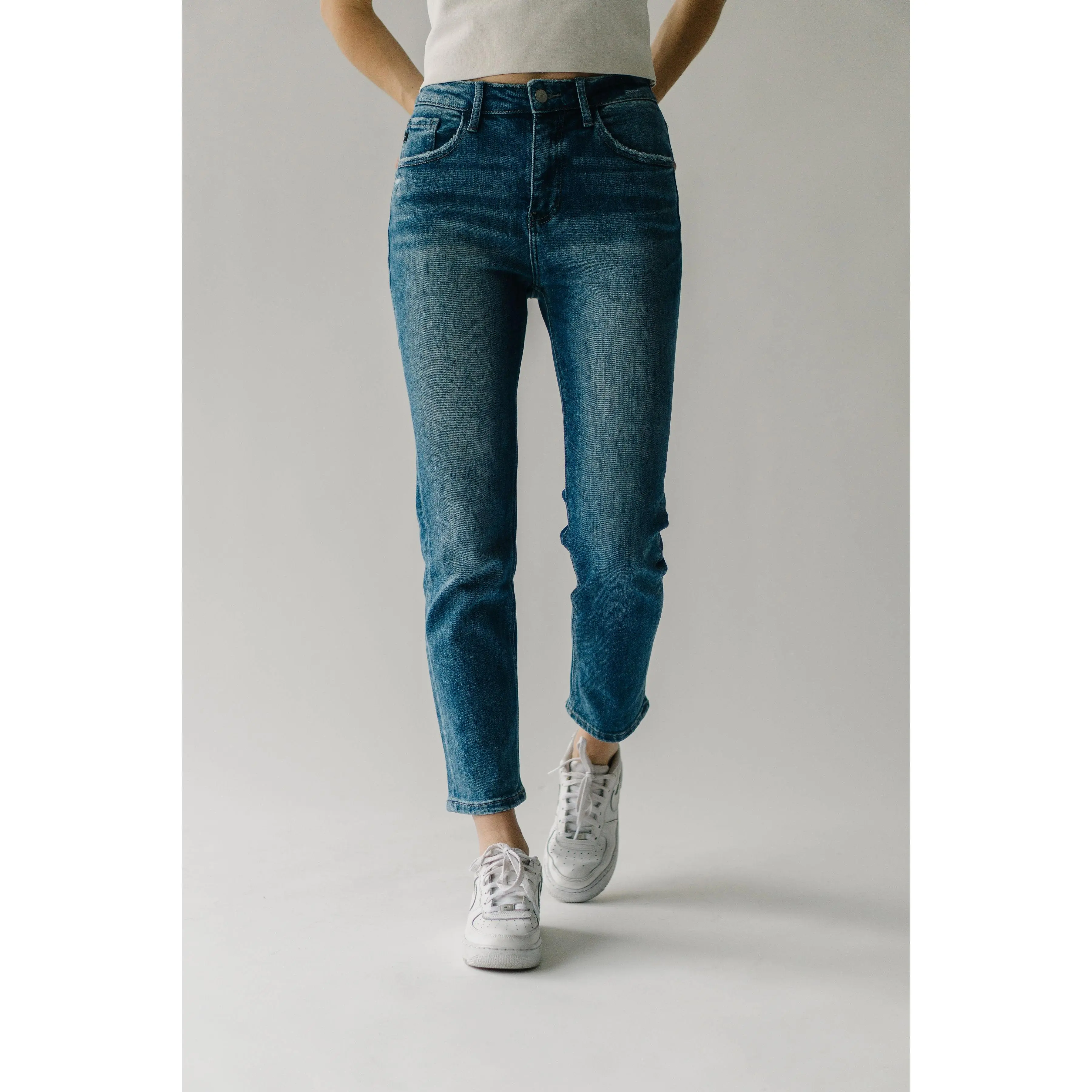 The Kincaid High Rise Slim Straight Jean in Medium Blue