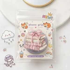 Bookish Vibes Pop Grip – Library Card Design, Kawaii Reading Gift, Trendy Student Phone Accessory