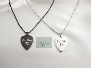 Custom Guitar Pick Pendant – Stainless Steel Personalized Engraved Musician Gift