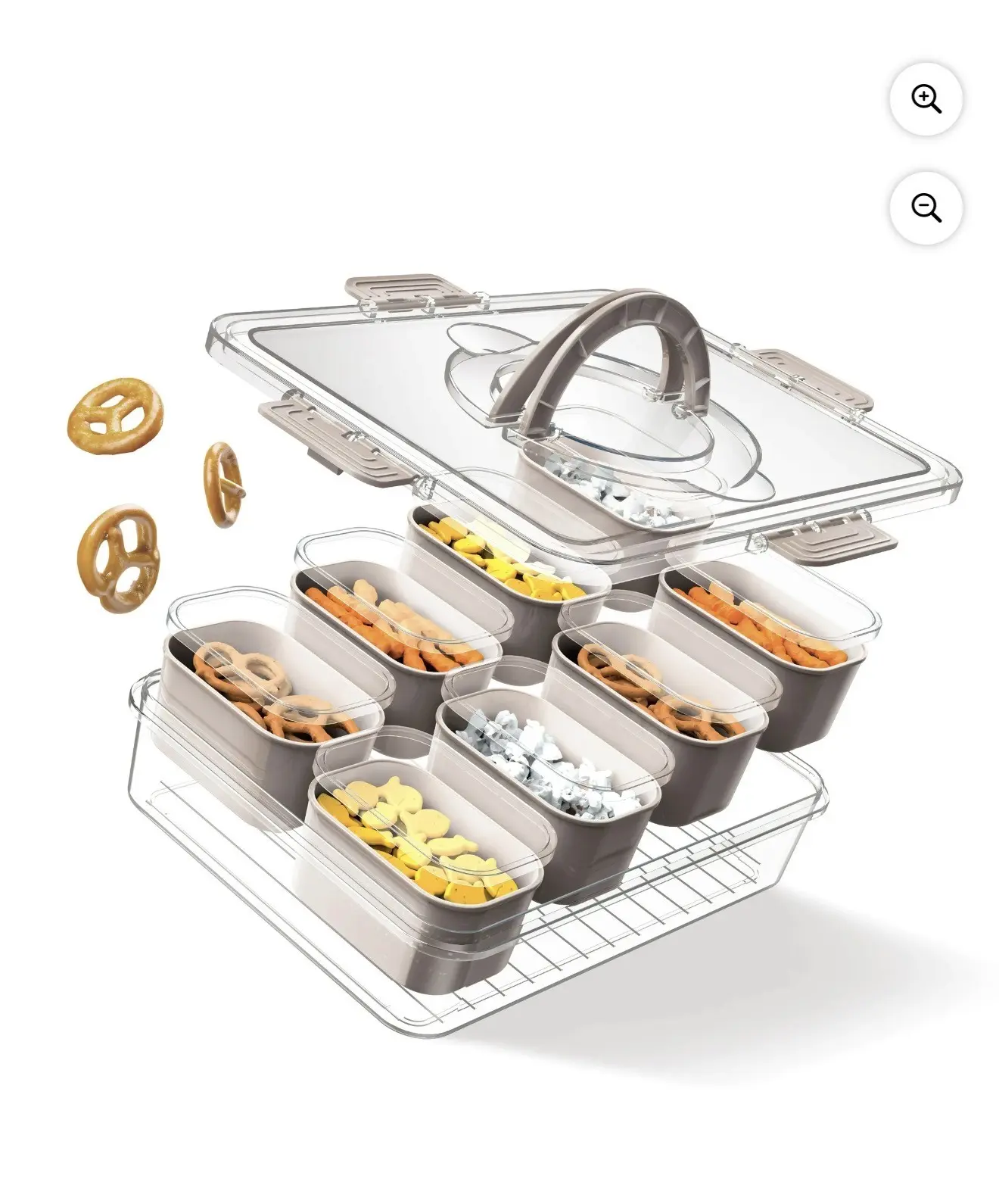 Cook With Color 8-Compartment Snackle Box Taupe BPA-Free Dishwasher Safe Portable Design for Snacks Charcuterie Meal Prep . Color Taupe