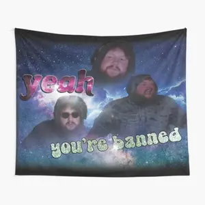 Caseoh banned me and all I got was this shirt Tapestry for Bedroom, College Dorm and Home Decor 60"x40", Lightweight Hanging