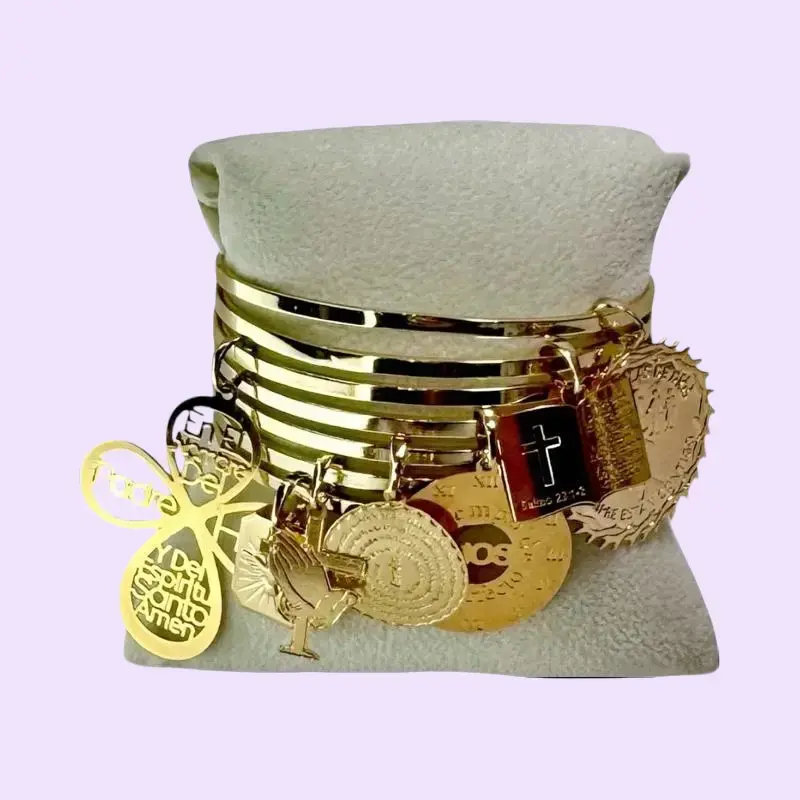 Semanario catolico Faith Wear Jewelry Gold Plated Bangle Inspirational Bracelet Gold Filled Bracelets