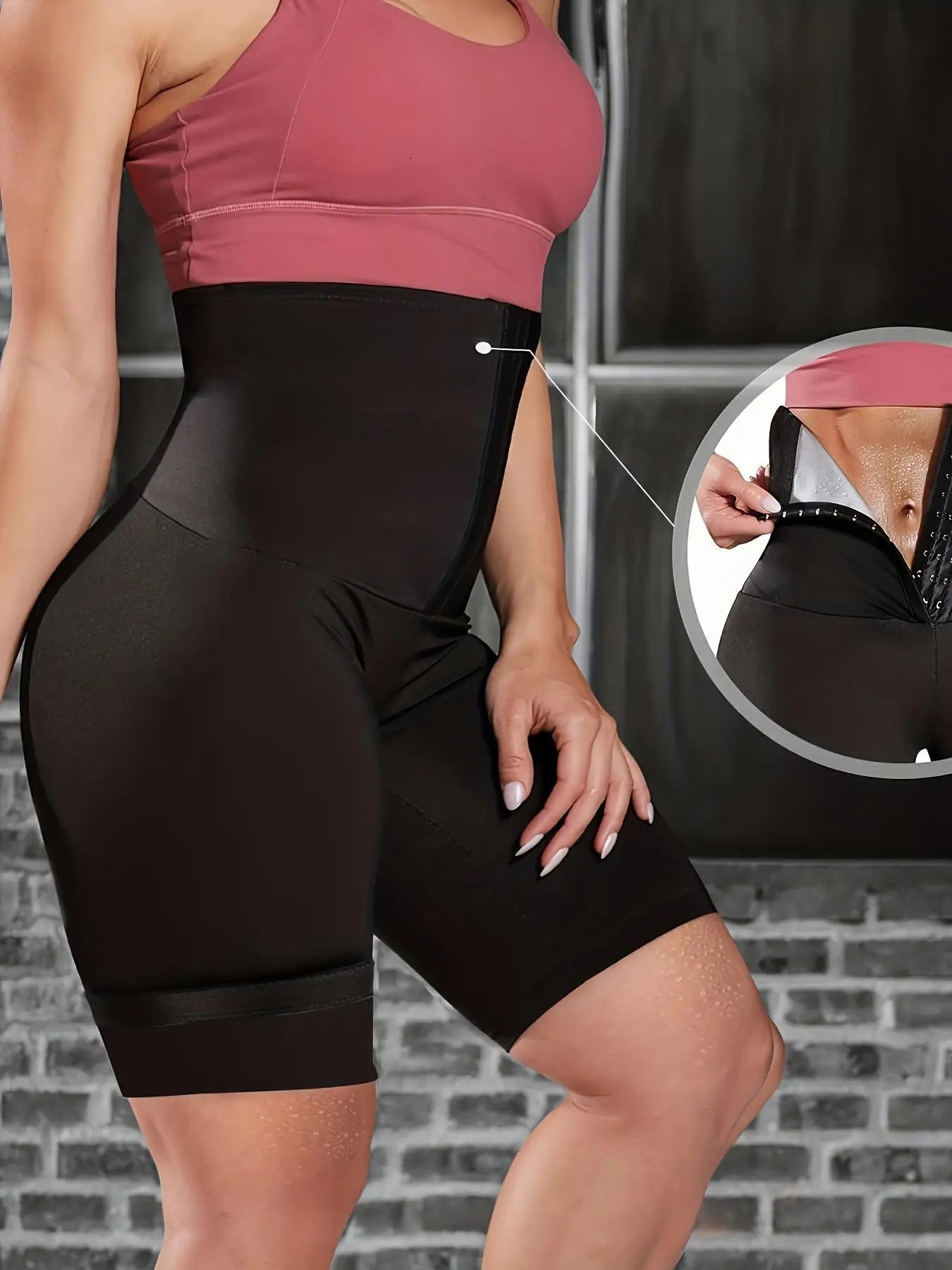 【Plus Size】 Women's Plain High Waist Sports Gym Shorts, Adjustable Seamless Breathable Comfortable Skinny Shorts, Summer Outfits 2024, Summer Bottoms,