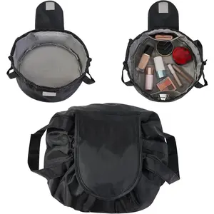 Large Barrel Drawstring Makeup Bag Make up Bags Toiletry Organizer for Women