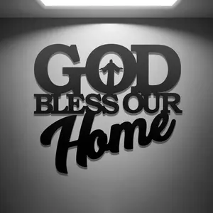 Religious "God Bless Our Home" Letter Design Iron Wall Ornament, 1-Count Creative Wall Hanging Decor for Living Room, Bedroom Home Supplies, Ornaments