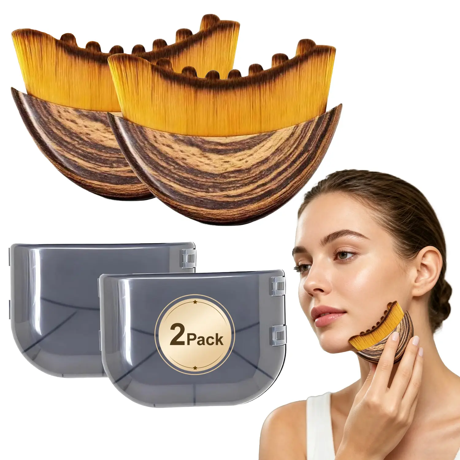 Face Lymphatic Contour Brush for Jawline & Chin Sculpting Dry Brushing Massager for Lymphatic Drainage & Facial Fatigue Relief Ergonomically Designed to Fit The Skin Precisely 2PCS Beauty Roller Daily