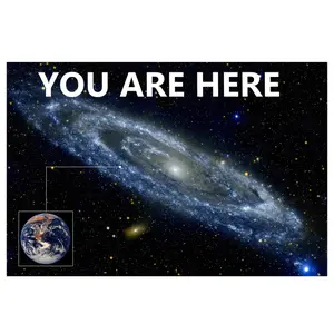 1 Piece Galaxy Wall Art - Solar System Map with "You Are Here" (Earth Position) and Hubble Inspiration Universe Poster - Wooden Frame Canvas Print - Astronomy Theme Room Decoration, NASA Style Space Chart