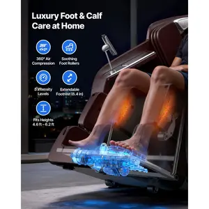 VEVOR Massage Chair, 4D Full Body Zero Gravity Recliner with SL Track, Yoga Stretch, AI Voice Control, Heat, Foot Roller, Retractable Pedal, 36 Airbags, LCD, Armrest Controls, Rolling Base