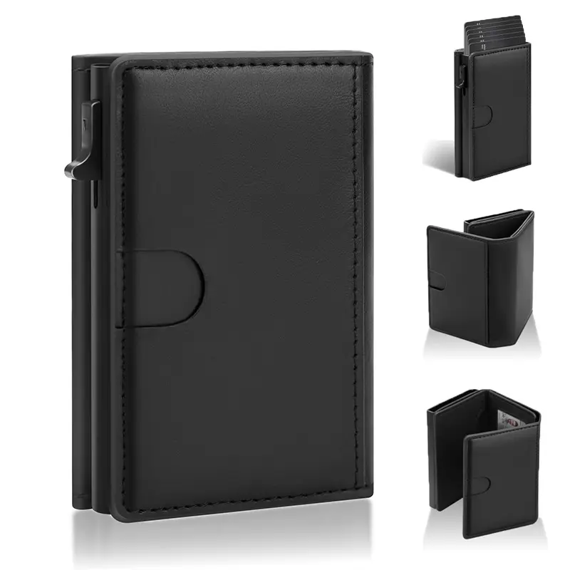 Men's Slim Minimalist Wallet, RFID Blocking Pop-Up Card Holder with ID Window and Cash Slot, Rfid Theft Proof, Secure Card Storage, Slim Card Storage