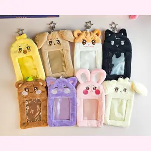 Animal Plushie Photo Card Holder Kpop Gift Soft Cuddly Material for Storing Displaying Photo Cards