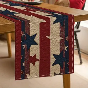 1Pcs Patriotic American Flag Table Runner / Tablecloth – Vibrant Red & Blue Stars and Stripes Design, Durable Polyester, Versatile Use, Perfect for 4th of July, Memorial Day, Labor Day Celebrations, Holidays | Adds Festive Touch to Any Table