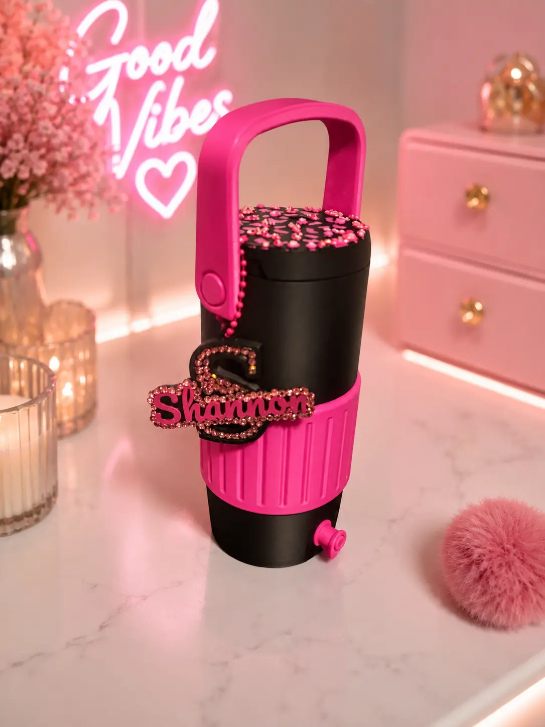 Personalized Lightweight Handmade Printed Reusable Slim Can Cooler Gift Set - Custom Slim Can Holder, Name Keychain, Straw Topper for Drinks
