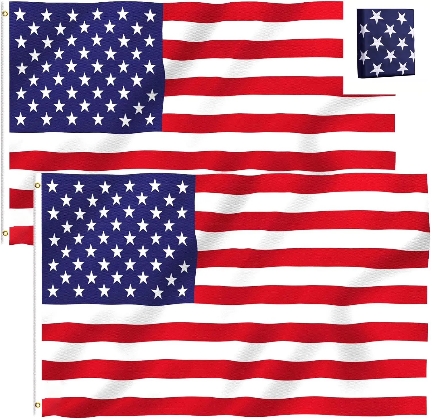 2-Set 3x5FT American Flag Banners, Heavy-Duty Outdoor US Flag with Embroidered Stars, Sewn Stripes, All-Weather for Home, Festivals, Ideal Gift for Home Supplies Decor