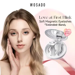 WOSADO Soft Extended-Banded Magnetic Eyelashes, All-in-One Kit with Applicator, Lashes without Eyeliner, Glue-free False Lashes, Waterproof, Reusable, Lightweight