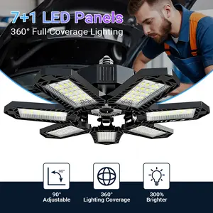 FOLDABLE GARAGE LIGHT Deformable Bright Shop Ceiling Bulb Lamps Barn Warehouse Garage Foldable 7+1 Panel Work Light  Easy Installation