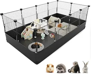 Guinea Pig Cages, Small Aniamal Playen With 600D Oxford Waterproof Linner, One-Hand Release Hook Design Bunny Run, 12 Panels Triple Fixing C&C Cage For Guinea Pigs, Bunny, Rabbit, Hedgehog, 48''L X 24''W X 16''Hc