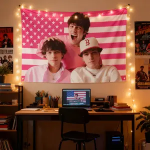 Sturniolo Triplets Flag Tapestry Aesthetic Music Poster for Bedroom Wall Viral Trio Fan Gift Must Have Room Decor American Flag Design Decoration