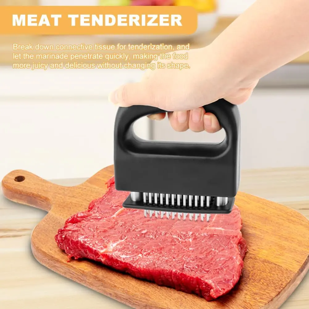 48-Blade Stainless Steel Sharp Meat Tenderizer Kitchen Utensil with Safety Lock, Detachable Washable Design, Steak Tenderizing & Marinade Soaking Speed-Up for BBQ Meats & BBQ Cooking
