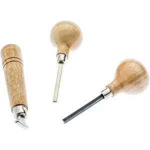 Stone Setting Prong and Bezel Set, Set of 3 Jewelry Stone Setting Tools, Jewelry Stone Prong Pusher, Durable Tips, Ergonomic Wooden Handles