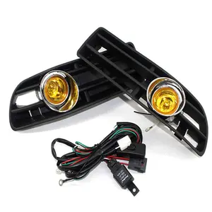 Front Bumper Grille with Fog Lights for Volkswagen MK4 Jetta Golf GTI 1998-2004, Daytime Running Light Grill Upgrade