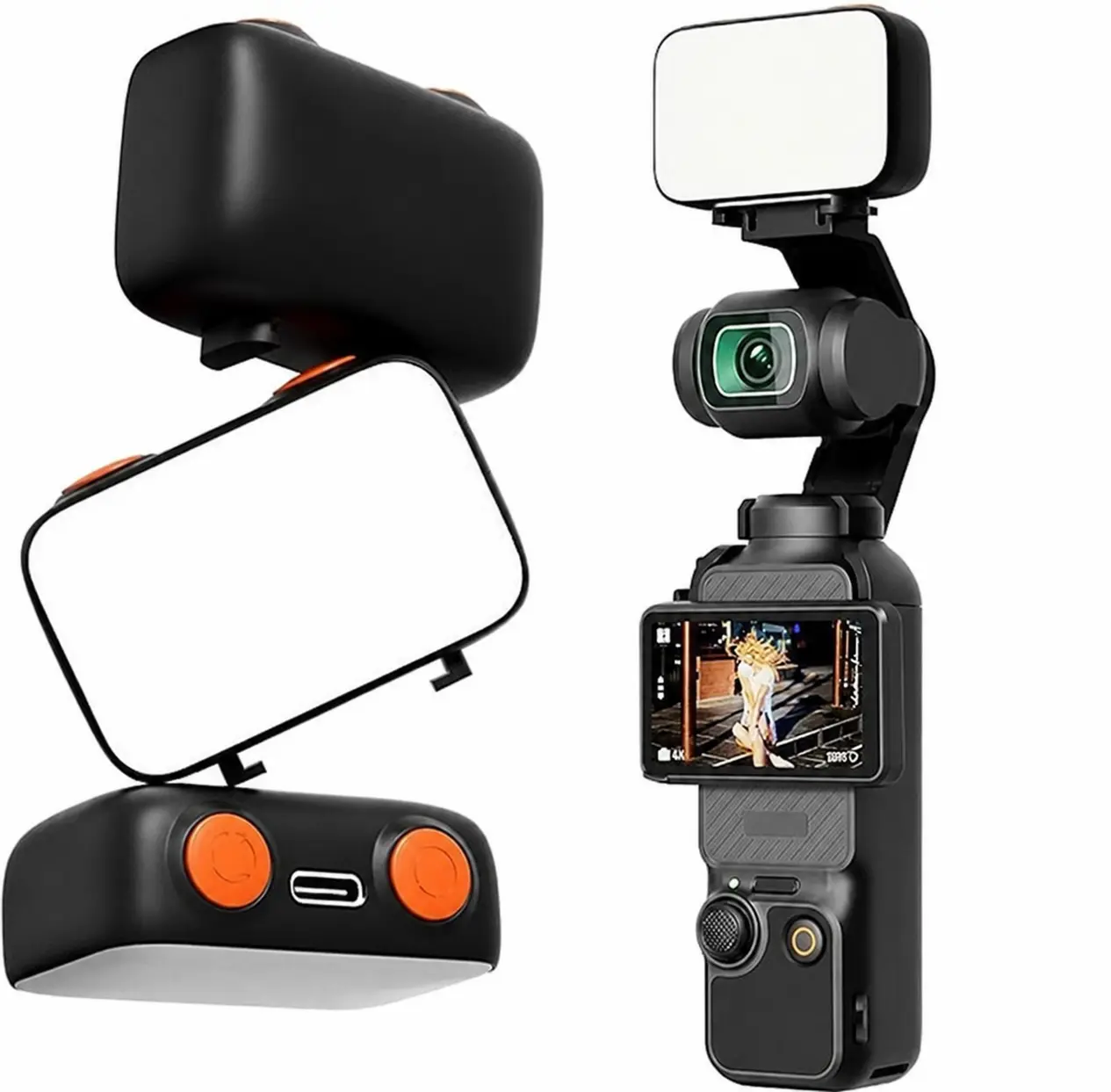 LED Fill Light for DJI OSMO Pocket 3, 800mAh Rechargeable Auxiliary LED Lighting with 6500K 3 Color Temperature and Levels Adjustable, DJI Pocket 3 Accessories Fill Light for Vlog Video Recording (Includes 1 Fill Light Only)