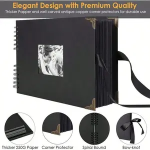 DIY Christmas Photo Album Set, 80 Pages, Heavy Weight Paper, Adhesive Stickers, Baby Family Anniversary Birthday Valentine Wedding Gift