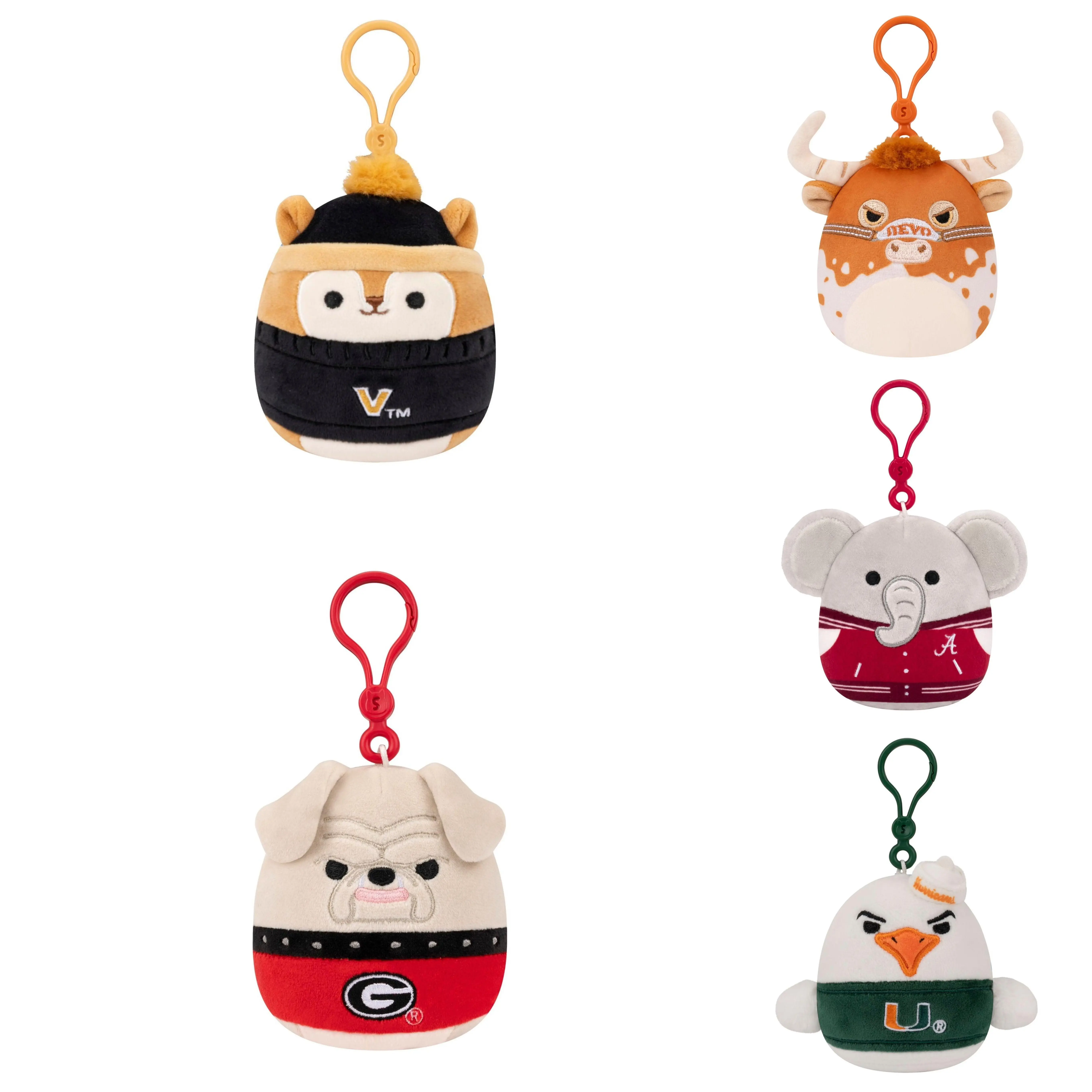 Squish My School College Mascot Plush Clip – Official University Spirit Squishmallows Mini Plush Keychain, 3.5 Inch Clip-On Backpack Charm